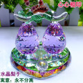 2015 colorful mini crystal double pear,all glass double pear model for decoration fruit model